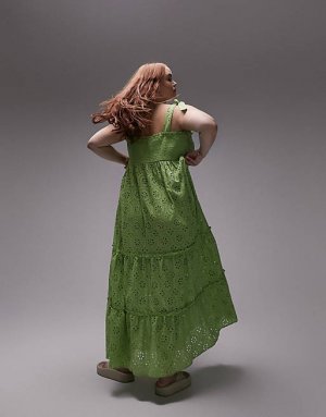 Зеленое пляжное платье миди с завязками Curve Topshop