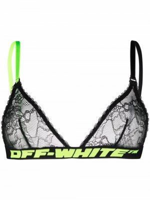 LOGO BAND LACE TRIANGLE BRA BLACK NO C Off-White. Цвет: черный