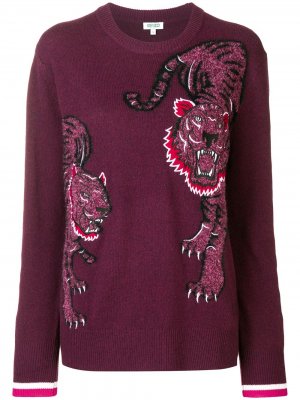 Пуловер с изображением тигров Kenzo. Цвет: красный