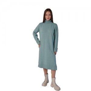 Платье женское вязаное с высоким горлом теплое, трикотажное, свитер, шерстяное, оверсайз, мятное, S AnyMalls. Цвет: зеленый