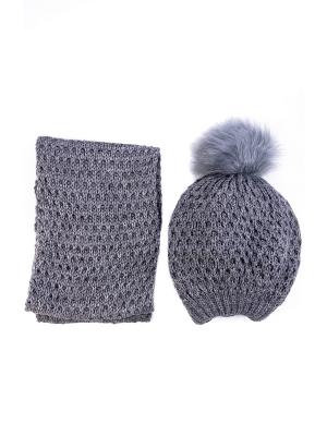 Комплект: шапка + шарф Bijoux Land. Цвет: серый