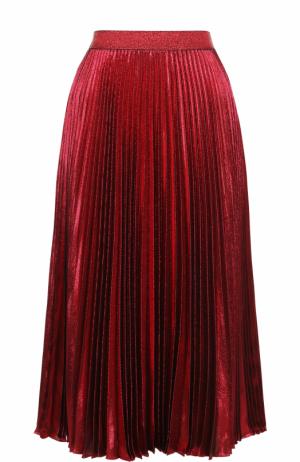 Шелковая плиссированная юбка-миди Christopher Kane. Цвет: красный