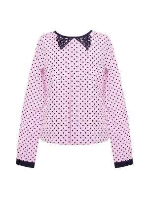 Блузка для девочки с длинным рукавом 7 одежек. Цвет: темно-синий, розовый