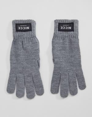 Серые перчатки Nicce London. Цвет: серый