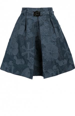 Мини-юбка со складкой и поясом Kenzo. Цвет: темно-синий