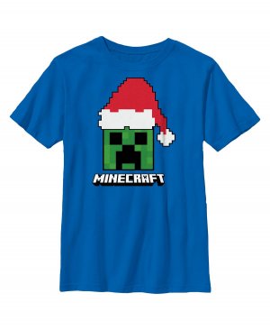 Рождественская шапка Санта-Клауса Minecraft для мальчика, детская футболка с логотипом Creeper Microsoft