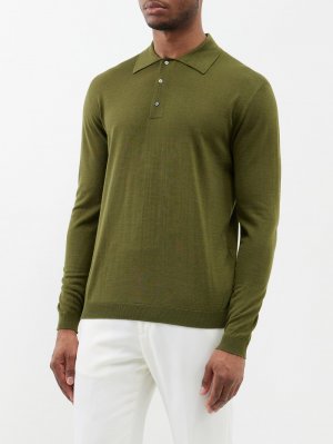 Трикотажная рубашка-поло из смесовой шерсти , зеленый Lardini