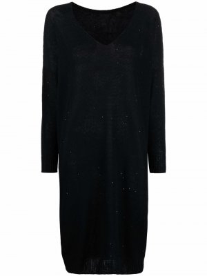 Sequin-knit V-neck dress Fabiana Filippi. Цвет: черный