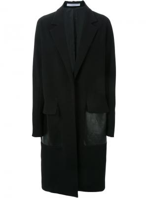 Объемное пальто с контрастными панелями Dion Lee. Цвет: чёрный