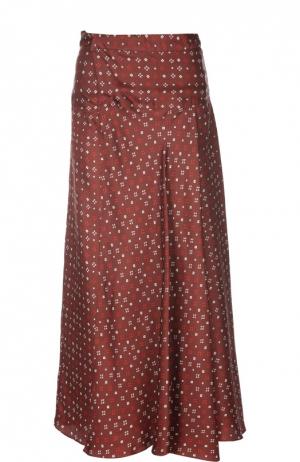 Шелковая юбка-макси с контрастным принтом Isabel Marant. Цвет: бордовый