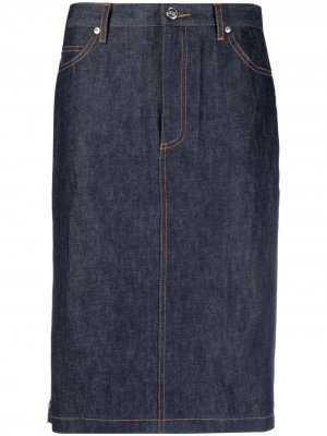 Джинсовая юбка с плиссированными вставками A.P.C.. Цвет: синий