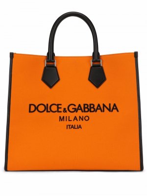 Сумка на плечо Edge с вышитым логотипом Dolce & Gabbana. Цвет: оранжевый