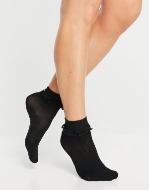 Черные носки до щиколотки с оборками -Черный цвет Gipsy