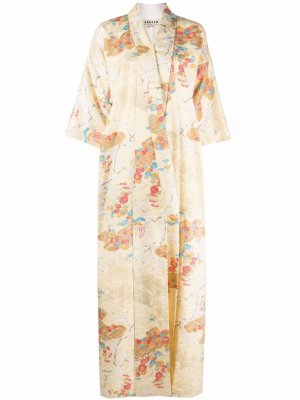 Шелковое кимоно 1970-х годов с цветочным принтом A.N.G.E.L.O. Vintage Cult. Цвет: желтый