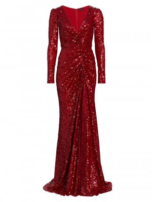 Расшитое блестками платье с V-образным вырезом , красный Reem Acra