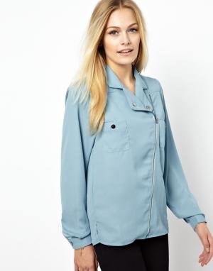Байкерская блузка Alice Jovonnista. Цвет: пыльно-синий