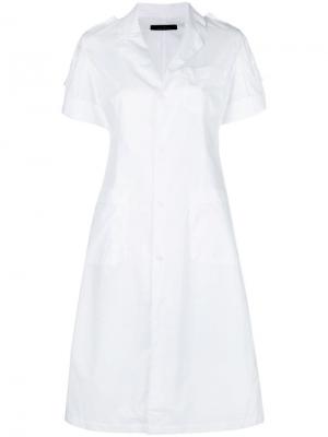 Платье-рубашка с короткими рукавами Rokh. Цвет: белый