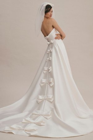 Свадебное платье for BHLDN Penelope без бретелек с бантом на спине, айвори Viktor & Rolf