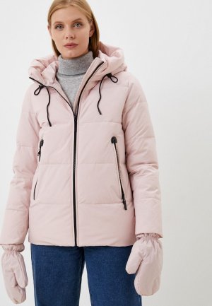Куртка утепленная и варежки Winterra. Цвет: розовый
