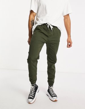 Зауженные брюки цвета хаки с манжетами -Зеленый цвет Soul Star