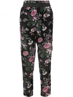 Укороченные брюки с цветочным принтом Ganni. Цвет: синий