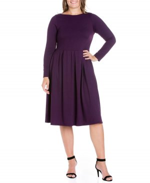 Женское облегающее платье миди больших размеров с расклешенной юбкой 24seven Comfort Apparel, фиолетовый