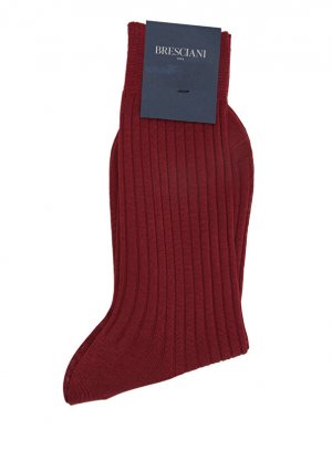 Бордово-красные мужские носки в рубчик Bresciani