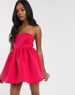 Платье мини для выпускного цвета фуксии с боди -Розовый цвет True Violet