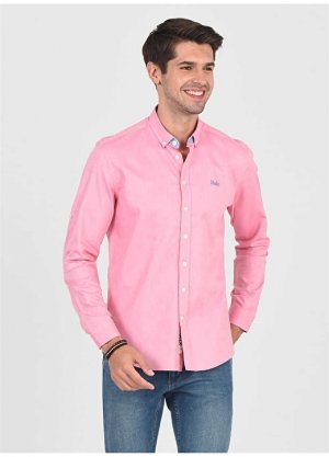 Стандартная посадка, однотонная розовая мужская рубашка Ucla