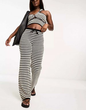 Комбинированные пляжные брюки в полоску цвета экрю и черного 4th & Reckless