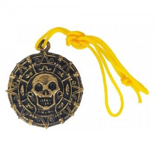 Пиратский медальон на шнурке Пираты карибского моря подвеска кулон, пластик 1 шт. Happy Pirate. Цвет: золотистый