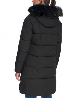 Пальто Zip-Up Long Puffer Coat, черный Tommy Hilfiger