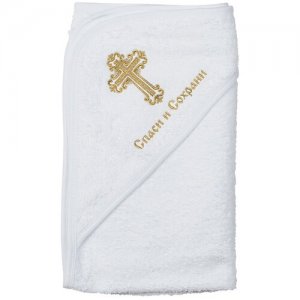 Полотенце-уголок для крещения Совенок Дона. Цвет: золотистый/белый