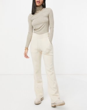 Кремовые трикотажные расклешенные брюки -Белый Y.A.S