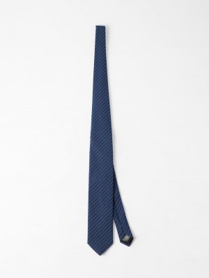 Полосатый галстук из хлопка и , синий Lanvin