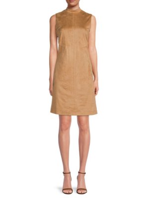 Платье прямого кроя с воротником-стойкой , цвет Camel Donna Karan New York