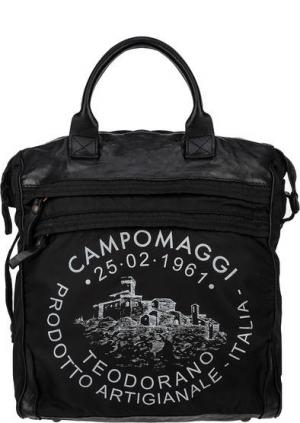 Сумка-рюкзак из текстиля черного цвета Campomaggi. Цвет: черный