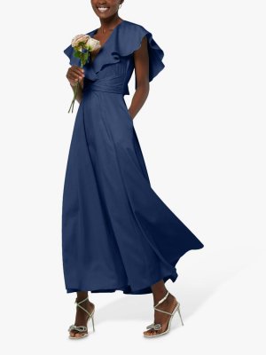 Платье макси с накидкой Bridesmaid, темно-синий Closet London