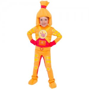 Карнавальный костюм «Симка», шапка, рубашка, брюки, ботинки, р. 26, рост 104 см пуговка. Цвет: оранжевый