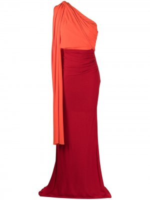 Вечернее платье на одно плечо Herve L. Leroux. Цвет: оранжевый