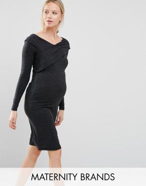 Облегающее платье для беременных с длинными рукавами Mamalicious Mama.licious. Цвет: серый