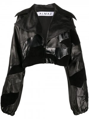Укороченная куртка с геометричными вставками Almaz. Цвет: черный