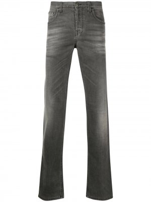 Прямые джинсы с эффектом потертости Gucci. Цвет: серый