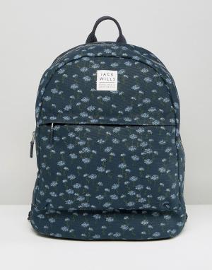 Темно-синий рюкзак с цветочным принтом Jack Wills. Цвет: темно-синий
