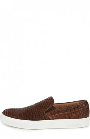 Кожаные слипоны с плетением Pantofola D’oro. Цвет: коричневый