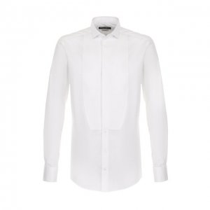 Хлопковая сорочка под смокинг с воротником бабочка Dolce & Gabbana. Цвет: белый