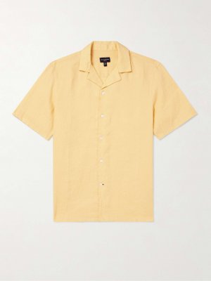 Льняная рубашка с воротником-стойкой CLUB MONACO, желтый Monaco