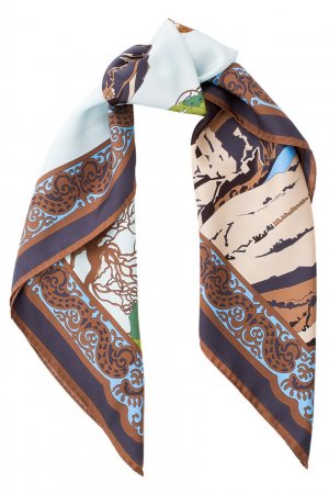 Шелковый платок Valentin Yudashkin for Amur Tiger Center. Цвет: коричневый