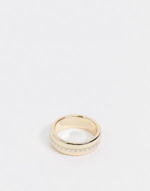 Золотистое кольцо с искусственным жемчугом -Золотистый Liars & Lovers