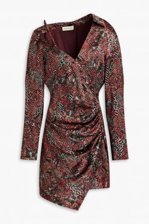 Платье-рубашка мини Eliana из шелкового атласа с запахом и змеиным принтом NICHOLAS, красный Nicholas